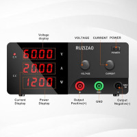 Настольный источник питания RUZIZAO Переменный (0–60 В, 0–20 А) Высокомощный источник питания постоянного тока мощностью 1200 Вт (my-1020)