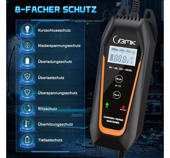 Зарядное устройство для аккумуляторов 6 В/12 В 2 А 4 А   BMK BMK V7 (my-18126)