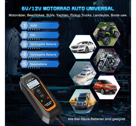 Зарядное устройство для аккумуляторов 6 В/12 В 2 А 4 А   BMK BMK V7 (my-18126)