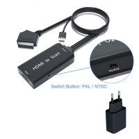 Адаптер HDMI Scart с кабелями HDMI и Scart, поддержка стереозвука и видео NTSC/PAL TLsiwio (my-12108)