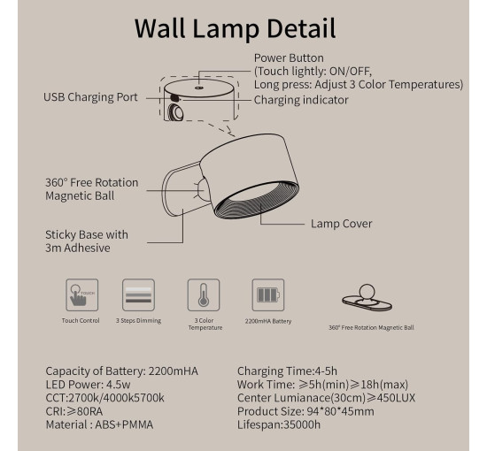 Светодиодный настенный светильник Coollamp DS126PRO черный (my-17193)