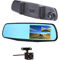 Автомобильное зеркало видеорегистратор DVR Blackbox с разрешением Full HD 1080 с двумя камерами (my-017)