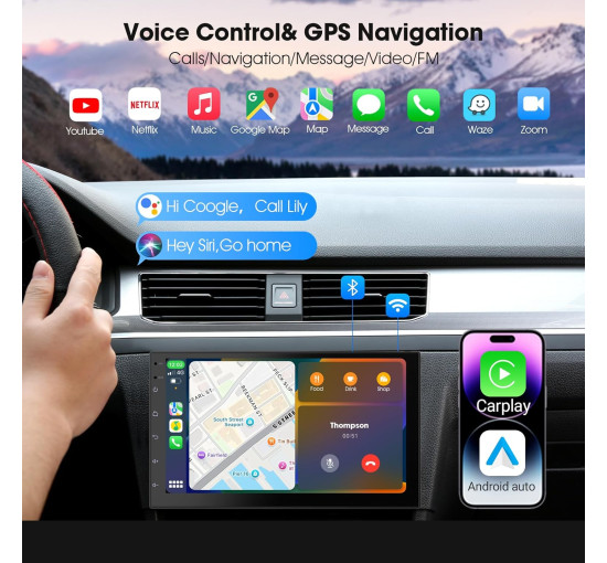 Бездротовий екран CarPlay для автомобіля та головного пристрою Android Auto Haudio 2+32G чорний (my-18101)