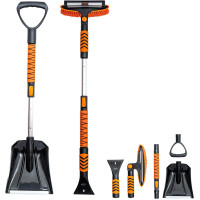 Выдвижная щетка для уборки снега с автомобилей KOKKING 43-дюймовая и скребок для льда, поворотная головка на 180°, пенопластовая ручка, оранжевый (my-15075)