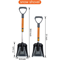 Висувна щітка для прибирання снігу з автомобілів KOKKING 43-дюймова та скребок для льоду, поворотна головка на 180°, пінопластова ручка, помаранчевий (my-15075)