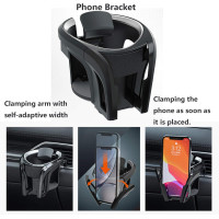 Багатофункціональний автомобільний тримач для напоїв/склянок 2 в 1 мобільного телефону, сріблясто-чорний (my-15089)