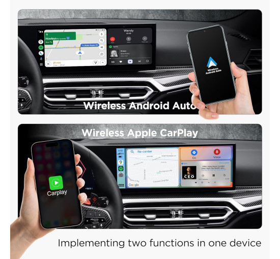 Бездротовий адаптер DYUZO AC01-Silver CarPlay Android Auto сріблястий (my-17126)