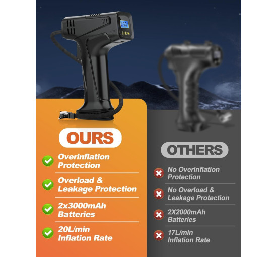 Бездротовий насос для шин E-SMARTER 6000 мА·г Q15-pump чорний (my-17206)