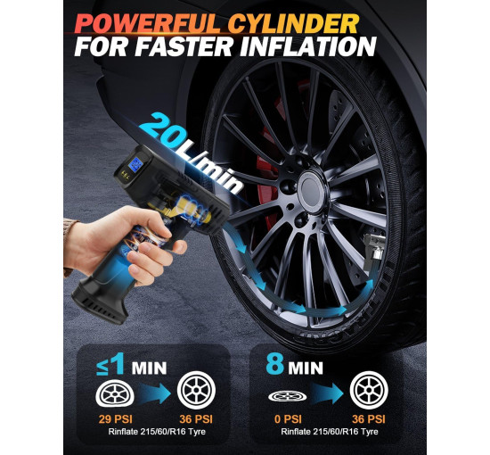 Бездротовий насос для шин E-SMARTER 6000 мА·г Q15-pump чорний (my-17206)