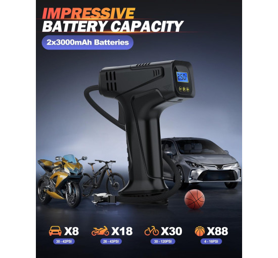 Бездротовий насос для шин E-SMARTER 6000 мА·г Q15-pump чорний (my-17206)