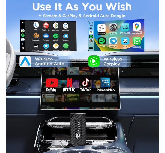 Беспроводной автомобильный адаптер CarPlay 3-в-1, для потоковой передачи MSXTTLY U2C-MUL (my-17122)