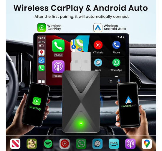 Бездротовий Bluetooth-адаптер 2-в-1 CarPlay для iPhone та Android Auto (my-17127)