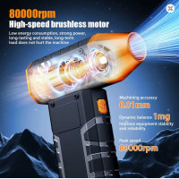 Электрический турбовентилятор Air Duster, 80000 об/мин, мини-воздуходувка, плавная регулировка, портативный цифровой, для автомобиля, дома (my-17011)