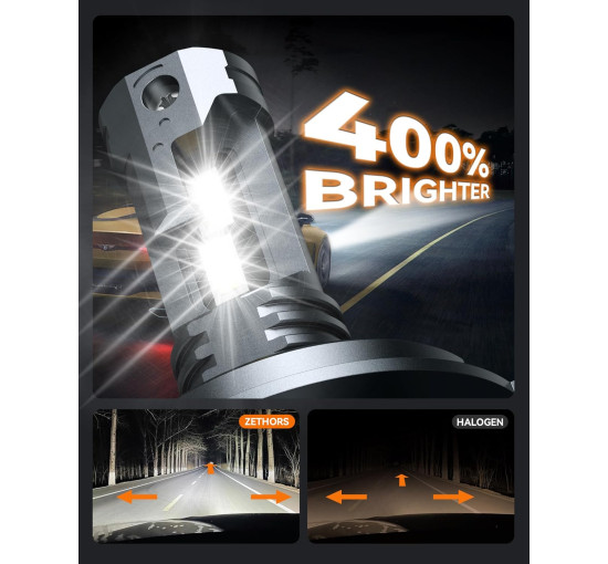 Світлодіодні лампи для фар Zethors H4, 50W 16000LM 6000K, 2 шт (my-072)