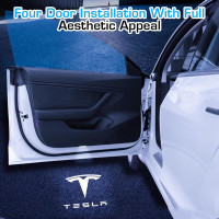 Светодиодная подсветка двери на автомобиль Tesla Model 3, Y, S, X - проектор логотипа, Nizirioo, 4 шт., (my-15206)