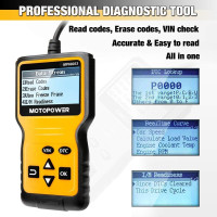 Автомобильный сканер MOTOPOWER MP69033 считыватель кодов CAN OBD2 неисправностей двигателя, желтый (my-15084)