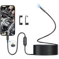 Эндоскопическая камера с подсветкой, эндоскоп DEPSTECH NTC53-JP 7 мм, 2 МП HD, только для iPhone/iPad/iOS, кабель 5 м (my-12068)