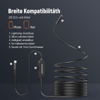 Эндоскопическая камера с подсветкой, эндоскоп DEPSTECH NTC53-JP 7 мм, 2 МП HD, только для iPhone/iPad/iOS, кабель 5 м (my-12068)