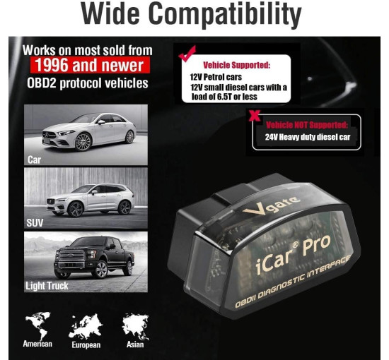 Сканер кодів несправностей OBDII Vgate iCar Pro Bluetooth 4.0 OBD2 індикатор перевірки двигуна автомобіля для iOS/Android (my-17156)