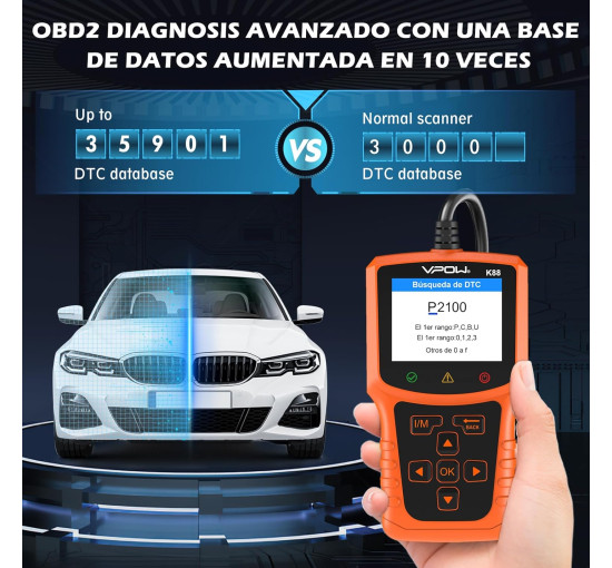 Считыватель кодов сканера OBD2 VPOW K88 PRO для всех автомобилей с OBDII (Orange) (my-042)