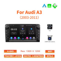 Автомобільна магнітола з бездротовим зв'язком CarPlay Android 12 для Audi A3 8P S3 2003-2012 RS3 Sportback з GPS-навігацією та аудіосистемою (my-17095)