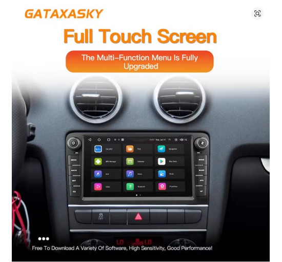 Автомобильная магнитола с беспроводной связью CarPlay, Android 12, для Audi A3 8P S3 2003-2012 RS3 Sportback с GPS-навигацией и аудиосистемой (my-17095)