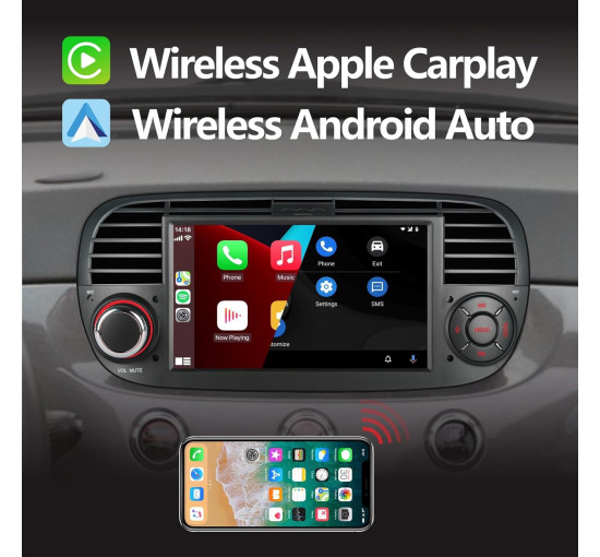 Автомобильная магнитола YZKONG ‎ H-7027 для Fiat 500 2007-2015 с беспроводным Carplay, Android Car, 7-дюймовым сенсорным экраном (my-17049)