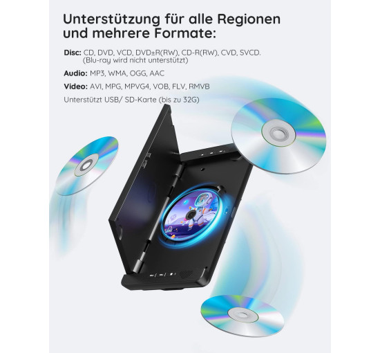Автомобільний DVD-плеєр BOIFUN BFN-101 з 2 екранами 10,5 дюйми та акумулятором на 7 годин, портативний телевізор, кріплення на підголовник (my-18005)