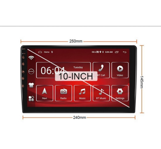 Магнитола автомобильная 2-Din с сенсорным экраном 10,1" Podofo V2 Android 10GPS/Bluetooth/Wi-Fi, 2/32 Гб (my-18130)