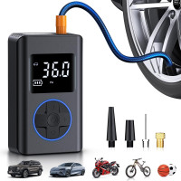 Портативный воздушный компрессор для накачки шин JUSUOX воздушный насос для автомобиля велосипеда мотоцикла с манометром светодиодный фонарь синий (my-17064)
