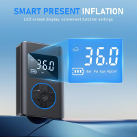 Портативний повітряний компресор для накачування шин JUSUOX повітряний насос для автомобіля велосипеда мотоцикла з манометром світлодіодний ліхтар синій (my-17064)