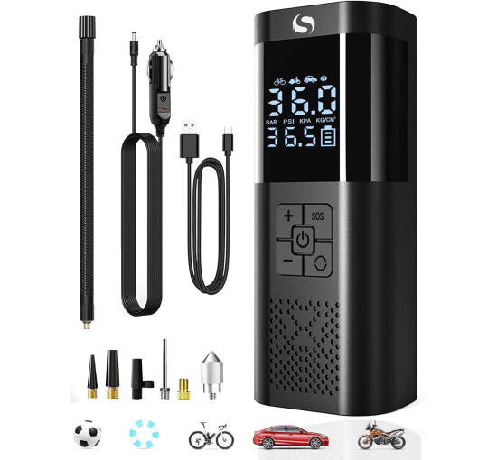 Повітряний портативний компресор для накачування шин SERVOMASTER SM02 з манометром що працює від акумулятора 12 В (my-17207)