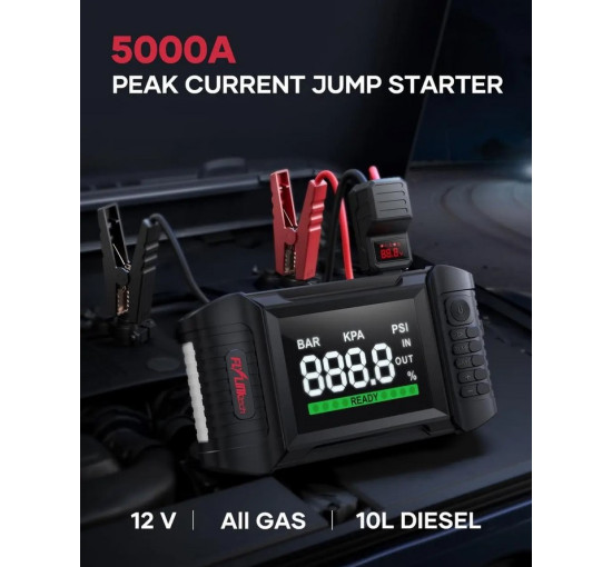Пускозарядні пристрої jump starter FLYLINKTECH BD20 5000 А, 20000 мАг з повітряним компресором, 160 Вт (my-17086)