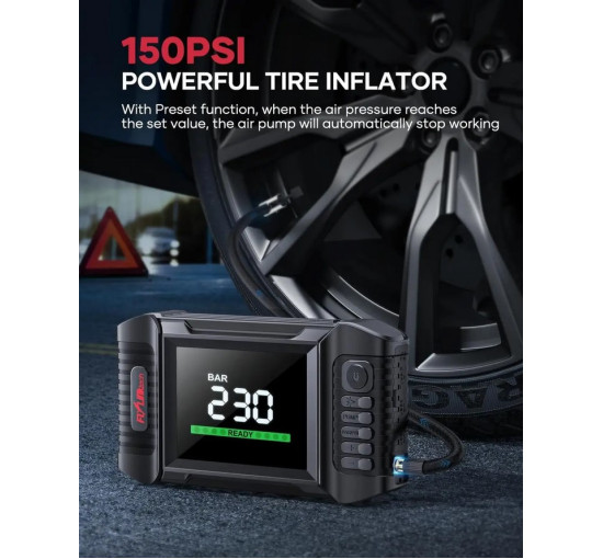 Пускозарядні пристрої jump starter FLYLINKTECH BD20 5000 А, 20000 мАг з повітряним компресором, 160 Вт (my-17086)