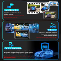 Видеорегистратор Lnkful Dashcamsр A25P 1080P, IPS-экран, парковочный монитор, передняя и задняя камера с картой памяти 32 ГБ (my-9054)