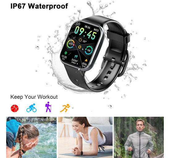 Смарт часы Uaue Q23 1,69-дюймовые сенсорные умные часы, 25 спортивных водонепроницаемых трекеров активности для Android Molocy (my-001)