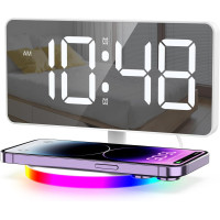Цифровий будильник ORIA із бездротовою зарядкою, 10 режимів RGB Night Light (my-3081)