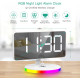 Цифровой будильник ORIA с беспроводной зарядкой, 10 режимов RGB Night Light (my-3081)