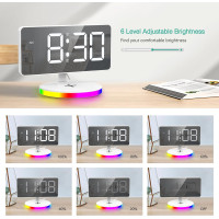 Цифровой будильник ORIA с беспроводной зарядкой, 10 режимов RGB Night Light (my-3081)