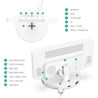 Цифровой будильник ORIA с беспроводной зарядкой, 10 режимов RGB Night Light (my-3081)