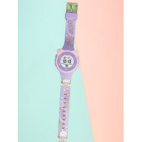 Дитячий цифровий годинник з декорованим циферблатом і текстурованим ремінцем 2206LK CAT - Purple4 (my-15255)