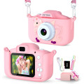 Детская цифровая камера-фотоаппарат ASTGMI C3Pro для малышей с SD-картой 32 ГБ и силиконовым чехлом, розовый (my-057pink)