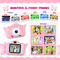 Дитяча цифрова камера-фотоапарат ASTGMI C3Pro для малюків з SD-картою 32 ГБ та силіконовим чохлом, рожевий (my-057pink)
