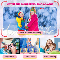 Дитяча цифрова камера-фотоапарат ASTGMI C3Pro для малюків з SD-картою 32 ГБ та силіконовим чохлом, рожевий (my-057pink)