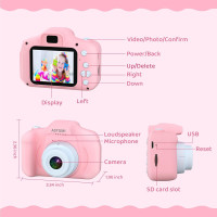 Детская цифровая камера-фотоаппарат ASTGMI C3Pro для малышей с SD-картой 32 ГБ и силиконовым чехлом, розовый (my-057pink)