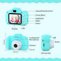 Детская цифровая камера ASTGMI C3Pro для малышей с SD-картой 32 ГБ и силиконовым чехлом (my-3046)