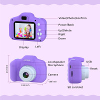 Детская цифровая камера ASTGMI C3Pro для малышей с SD-картой 32 ГБ и силиконовым чехлом, фиолетовый (my-057)
