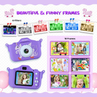 Дитяча цифрова камера ASTGMI C3Pro для малюків з SD-картою 32 ГБ та силіконовим чохлом, фіолетовий (my-057)