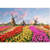 Пазли MISITU з 1000 елементів краєвид, природа, квіти, квіткове поле, млин, 26 x 38 см (my-14107)