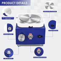 Міні-машина для гончарного кола NantFun 65 см х 10 см з двома поворотними столами знімною формувальною машиною регульованою швидкістю електричним керамічним колом (my-17020)